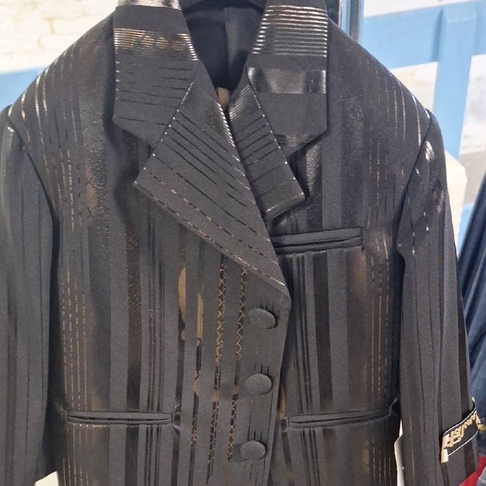 Black Striped Boys Suit